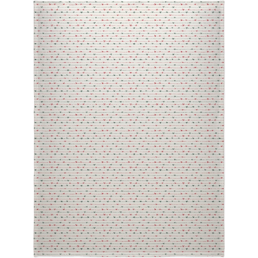 Christmas Ribbons and Bows Blanket, Plush Fleece, 60x80, White, Antique White