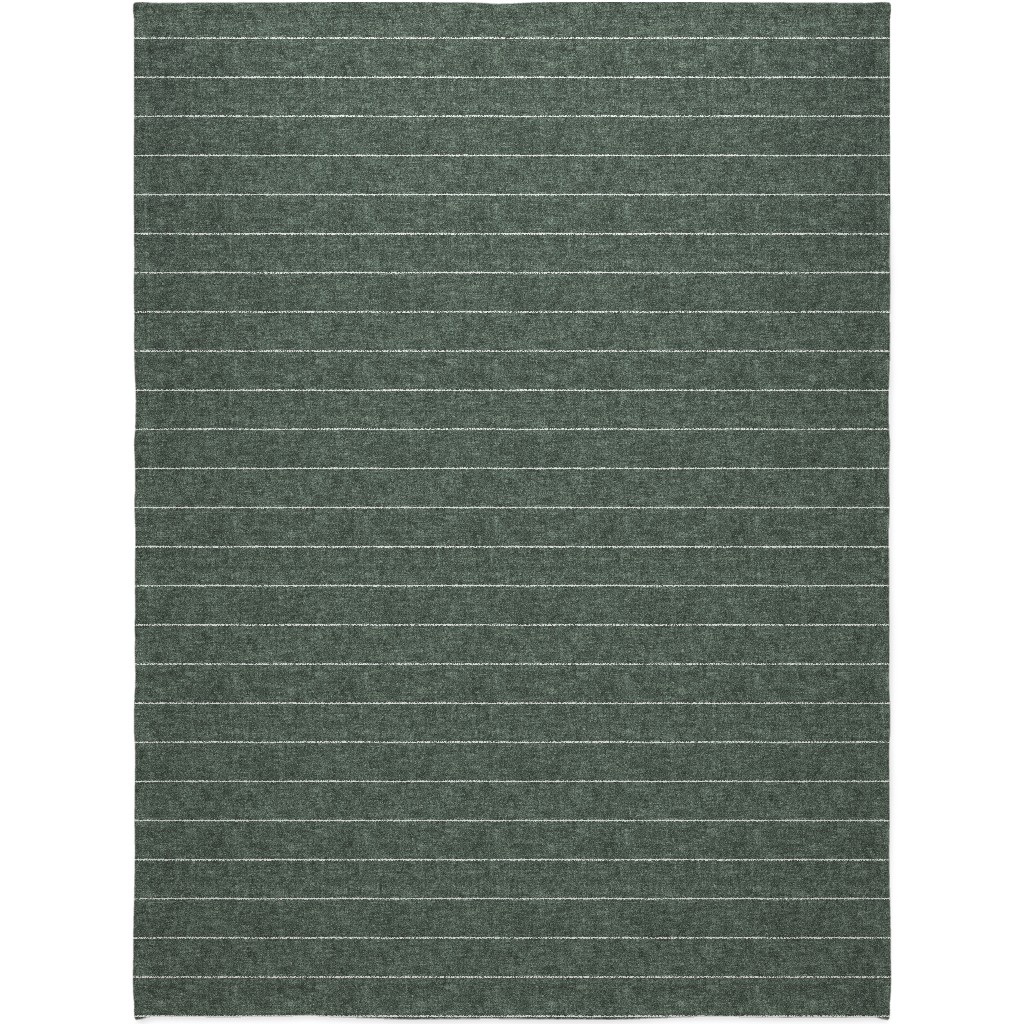 Farmhouse Stripes - Restoration Green Blanket, Plush Fleece, 60x80, Green, Classic Green