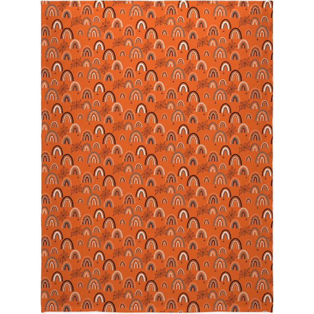 Halloween Rainbows Blanket, Plush Fleece, 60x80, Orange, Persimmon