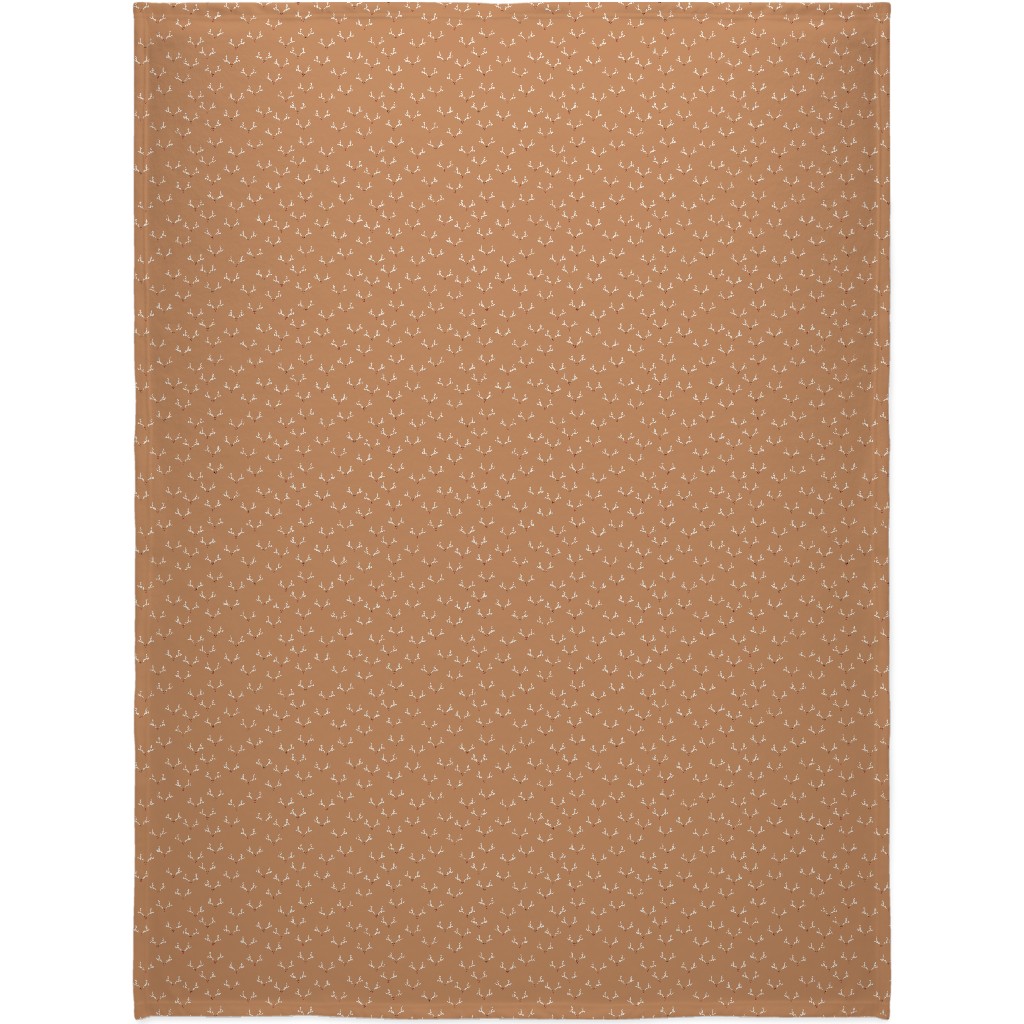 Festive Reindeer Christmas - Mustard Blanket, Plush Fleece, 60x80, Orange, Orange