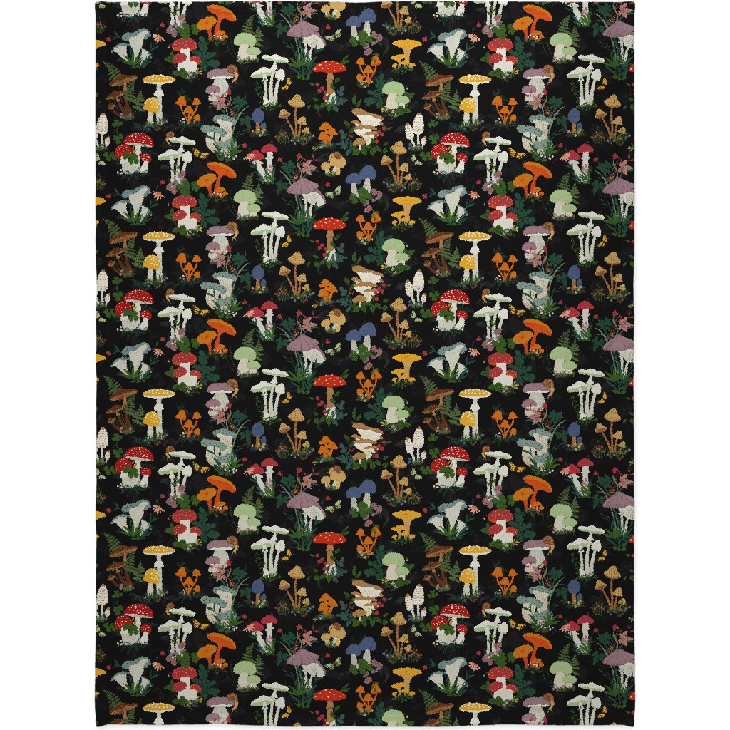 Mushroom Garden - Multi-Color Blanket, Plush Fleece, 60x80, Multicolor