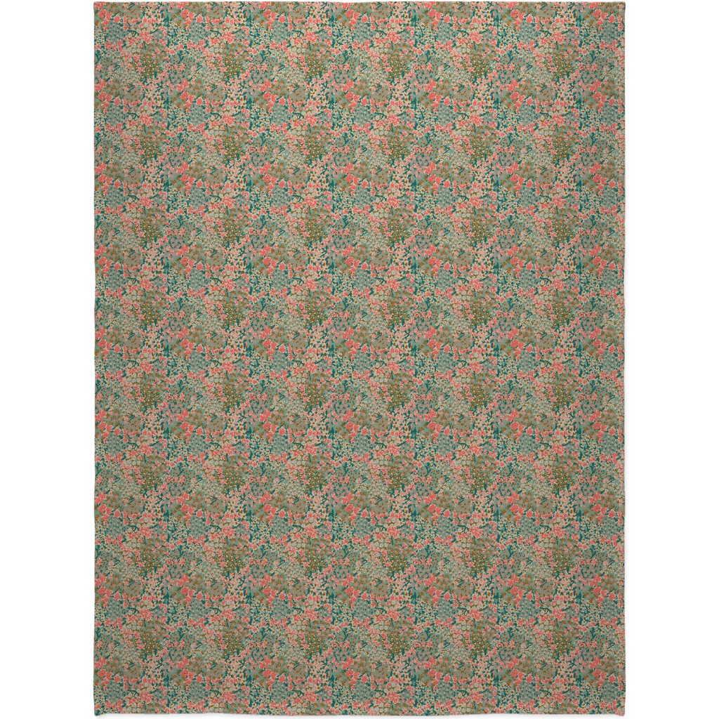 Bengal Kuma Floral - Multi Blanket, Plush Fleece, 60x80, Green, Classic Green
