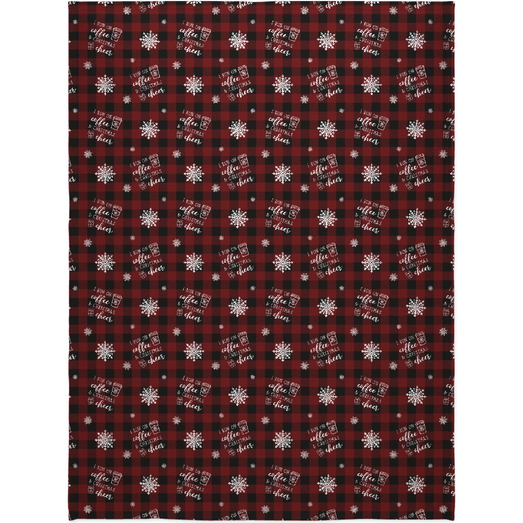 Coffee and Christmas Cheer Blanket, Plush Fleece, 60x80, Red, Red