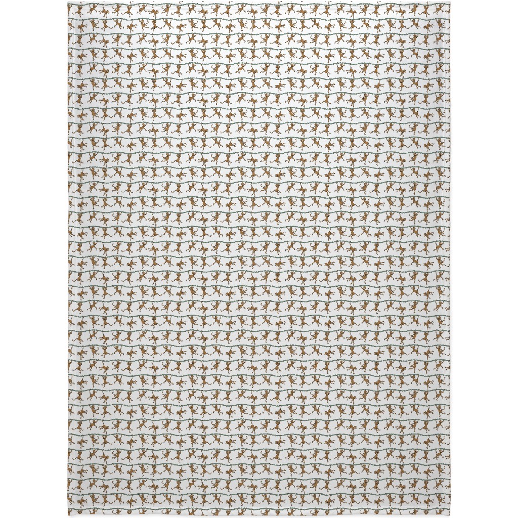 Swinging Monkeys Blanket, Plush Fleece, 60x80, White, White