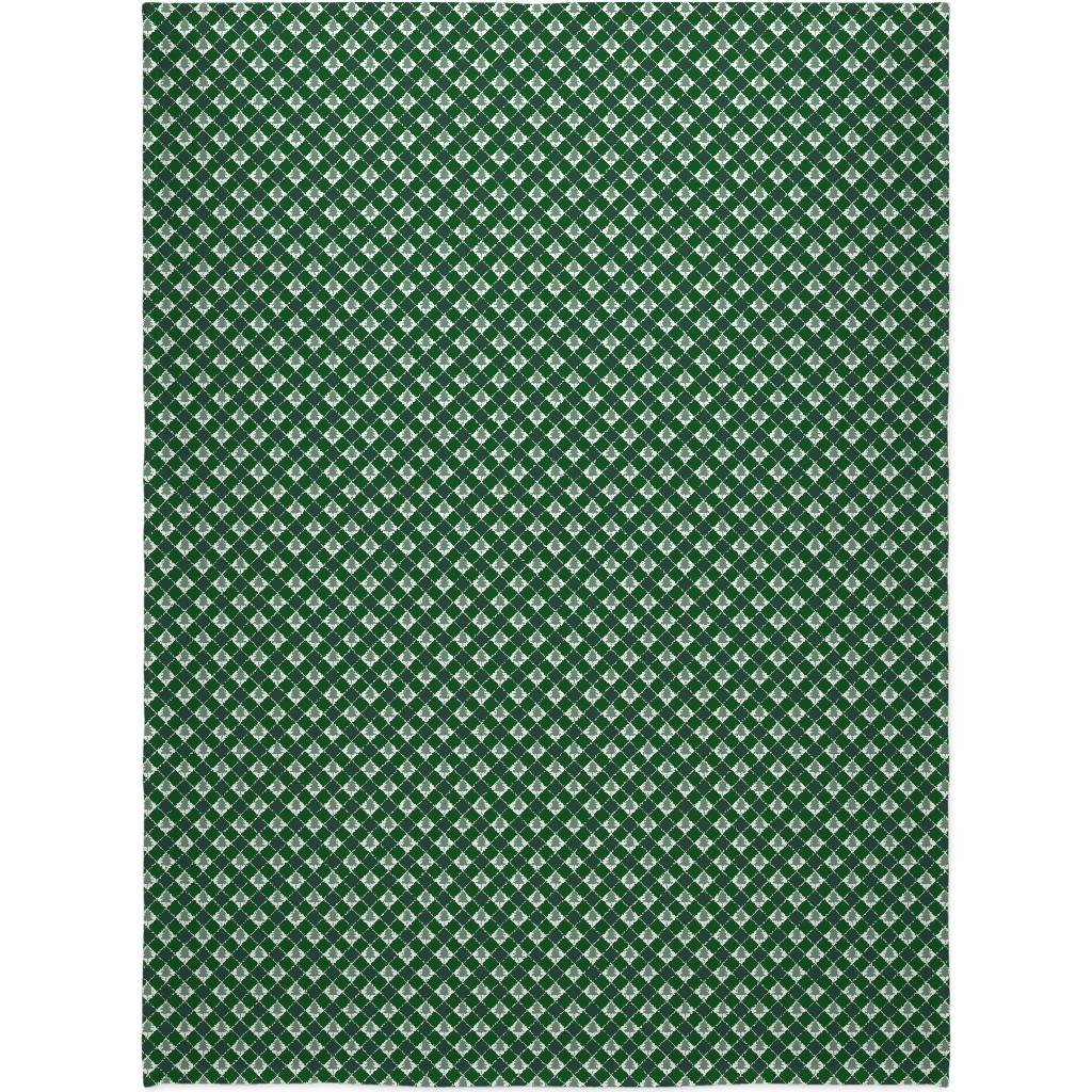 Christmas Tree Checkers - Green Blanket, Plush Fleece, 60x80, Green