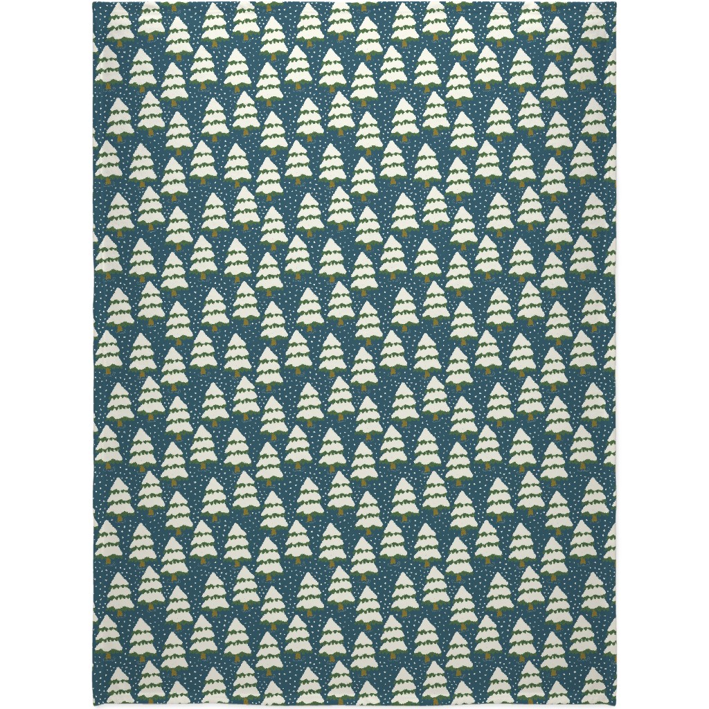 Winter Trees Blanket, Plush Fleece, 60x80, Blue, Silver Lake