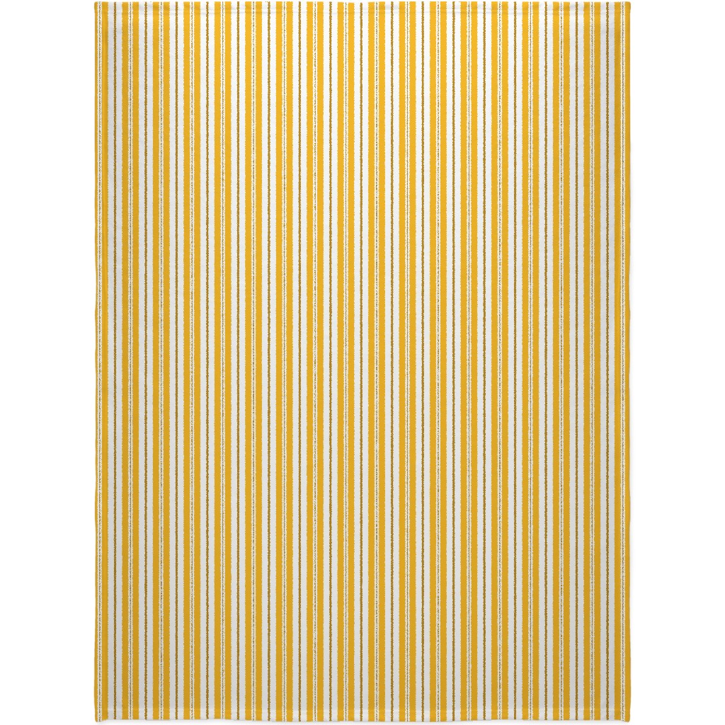 Gold White and Brown Stripes Blanket, Plush Fleece, 60x80, Yellow