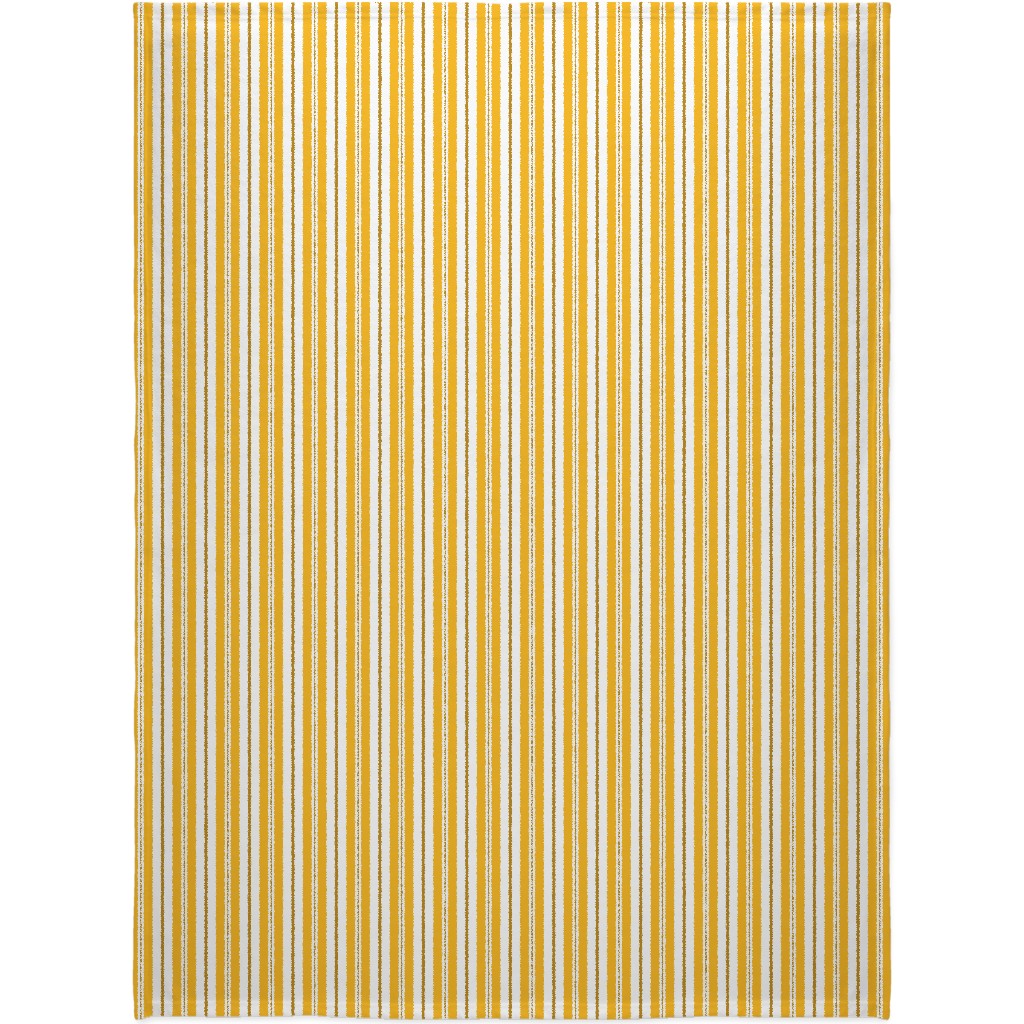 Gold White and Brown Stripes Blanket, Plush Fleece, 60x80, Yellow, Classic Yellow