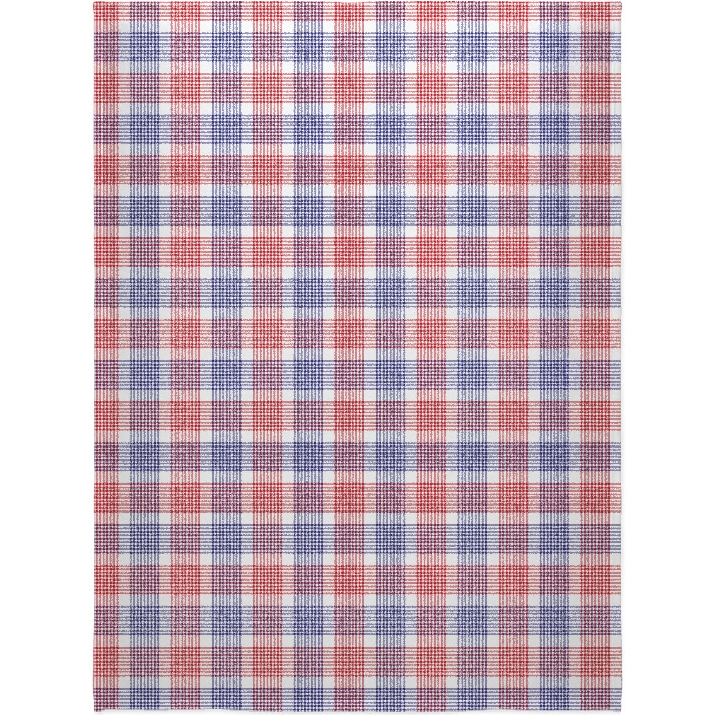 Plaid - Red, White and Blue Blanket, Plush Fleece, 60x80, Multicolor