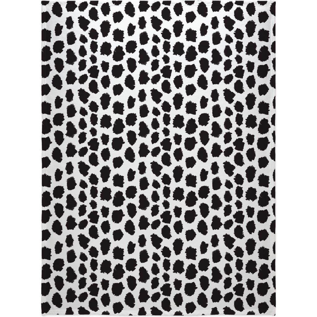 Juno - Black & White Blanket, Plush Fleece, 60x80, Black