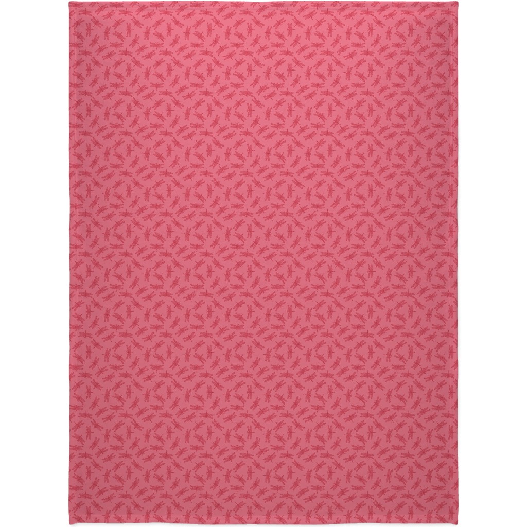 Vintage Dragonfly - Pink Blanket, Plush Fleece, 60x80, Pink, Bright Pink