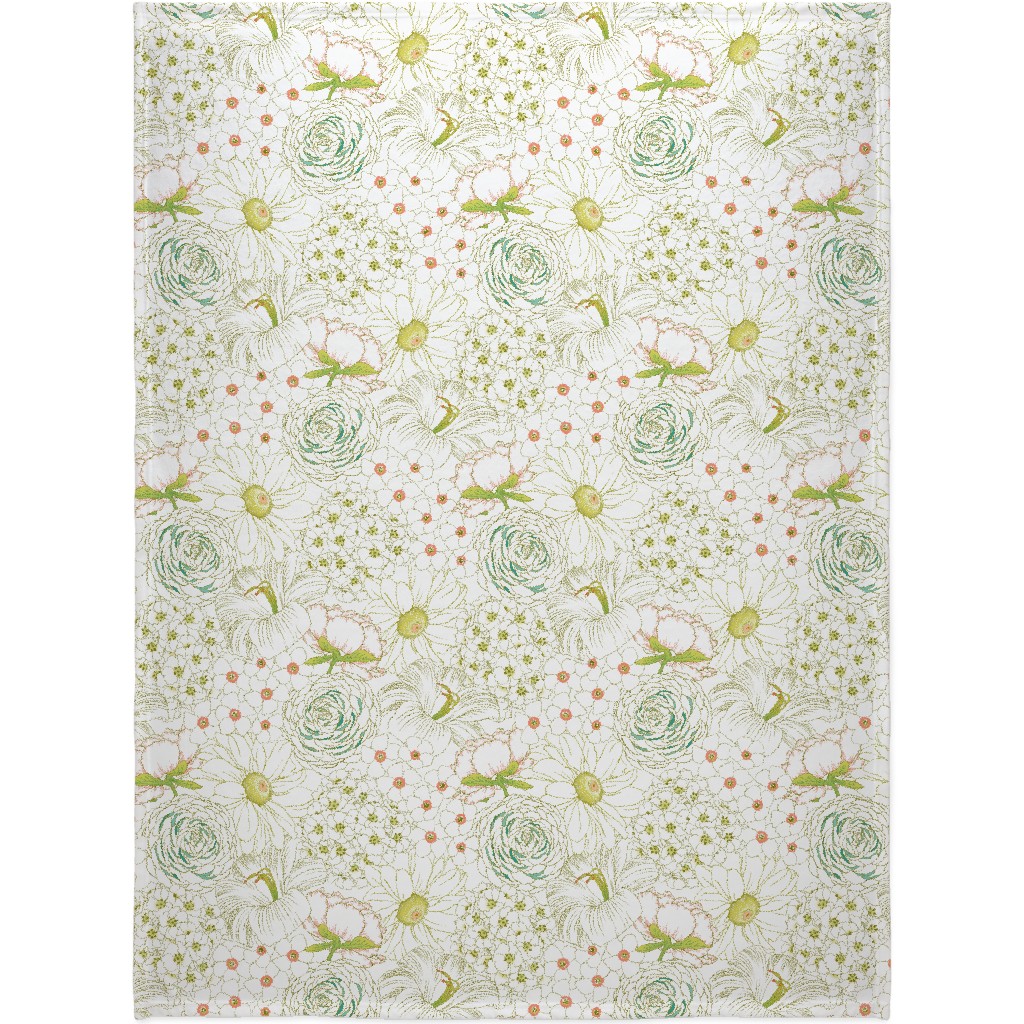 Big Blooms Blanket, Plush Fleece, 60x80, Green, Classic Green