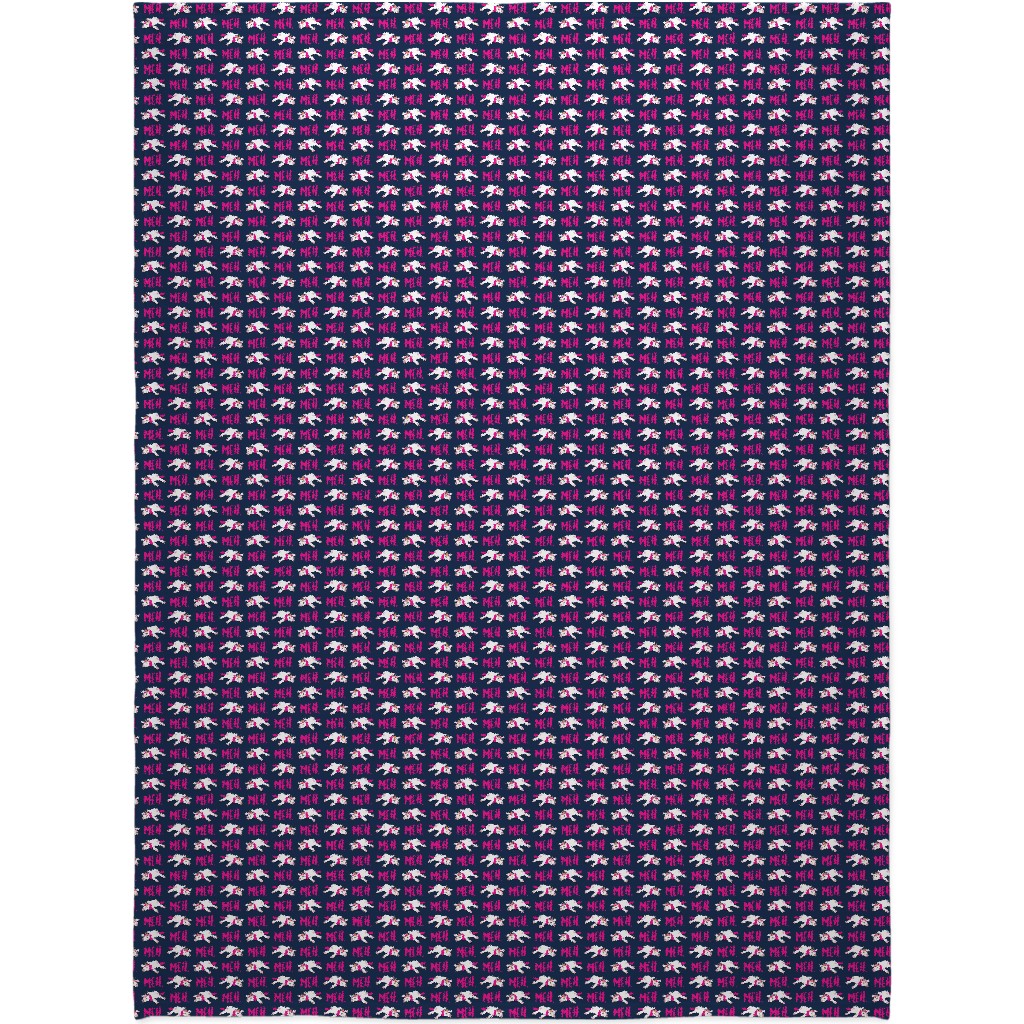 Meh - Splooting Unicorns - Pink on Navy Blanket, Plush Fleece, 60x80, Pink, Bright Pink