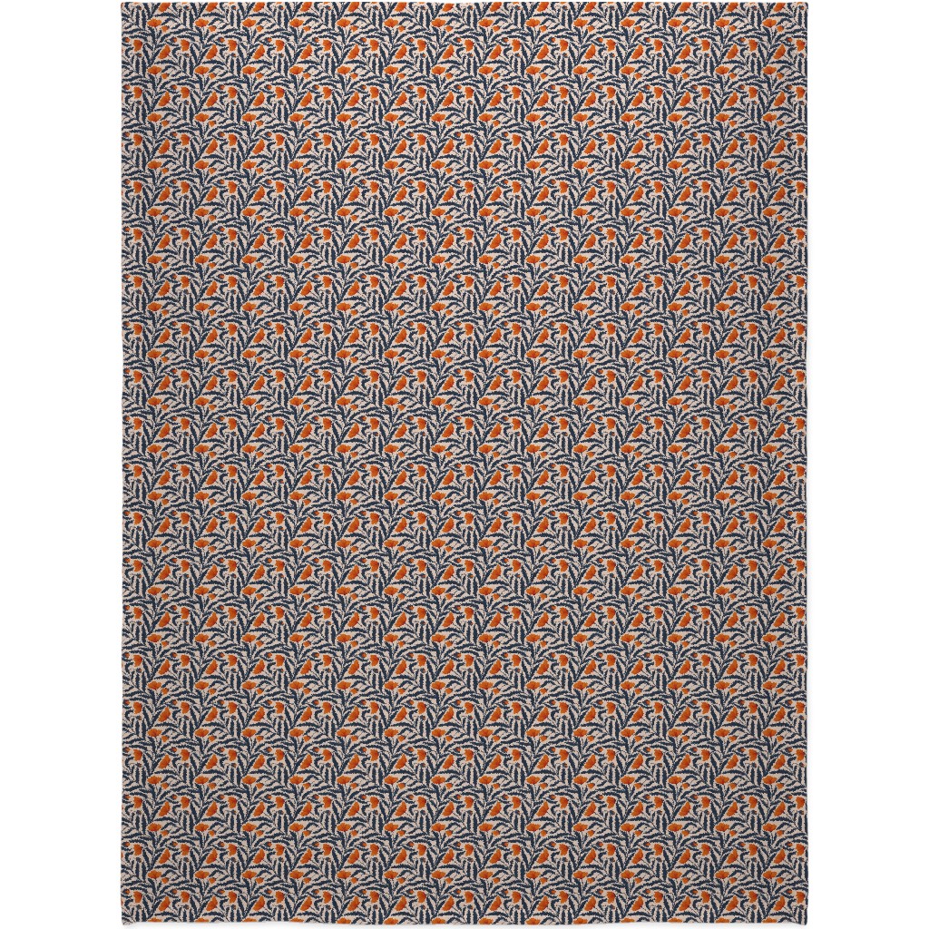 Poppy Flower - Blue and Orange Blanket, Plush Fleece, 60x80, Blue, True Blue