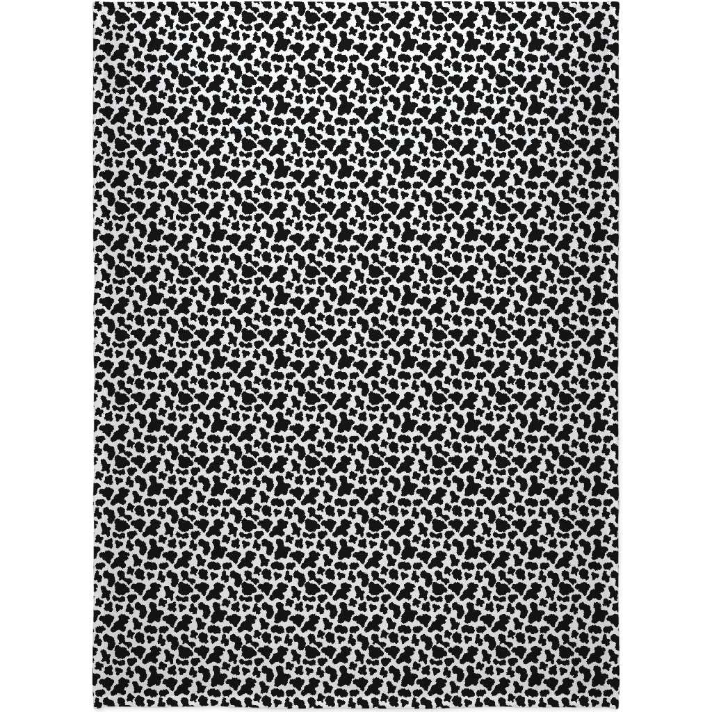 Cow Print - Black and White Blanket, Plush Fleece, 60x80, Black