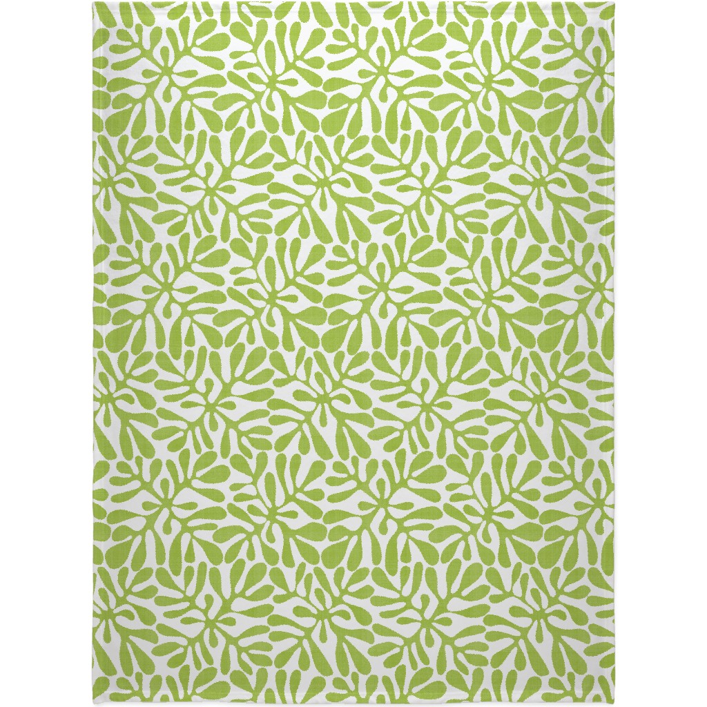 Block Print Texture Blanket, Plush Fleece, 60x80, Green