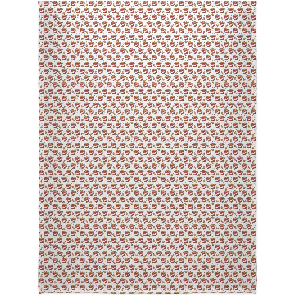 Fried Chicken Bucket Blanket, Plush Fleece, 60x80, White, White