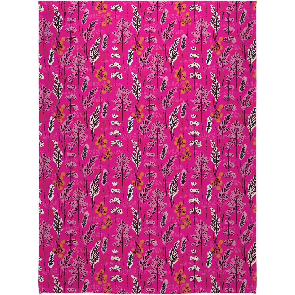 Wild Grasses on Pink Skies Blanket, Plush Fleece, 60x80, Pink