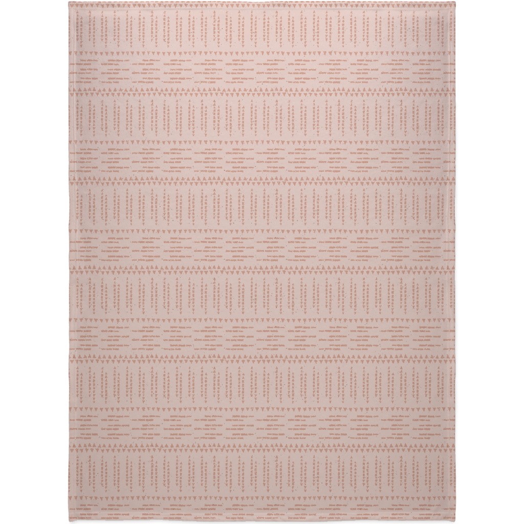 Boho Tribal Dashed Geometric - Pink Blanket, Plush Fleece, 60x80, Pink, Bright Pink