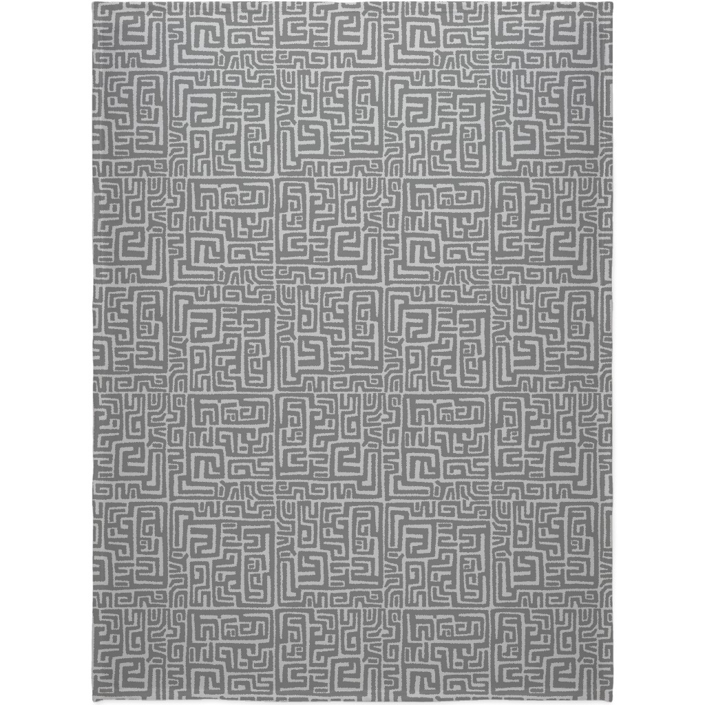 Maze Blanket, Plush Fleece, 60x80, Gray