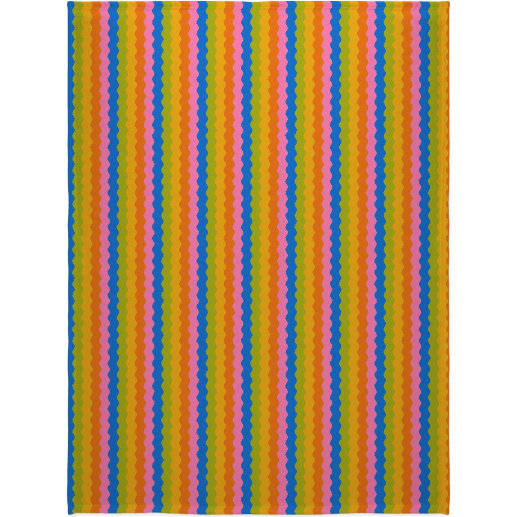 Rainbow Squiggles Blanket, Plush Fleece, 60x80, Multicolor