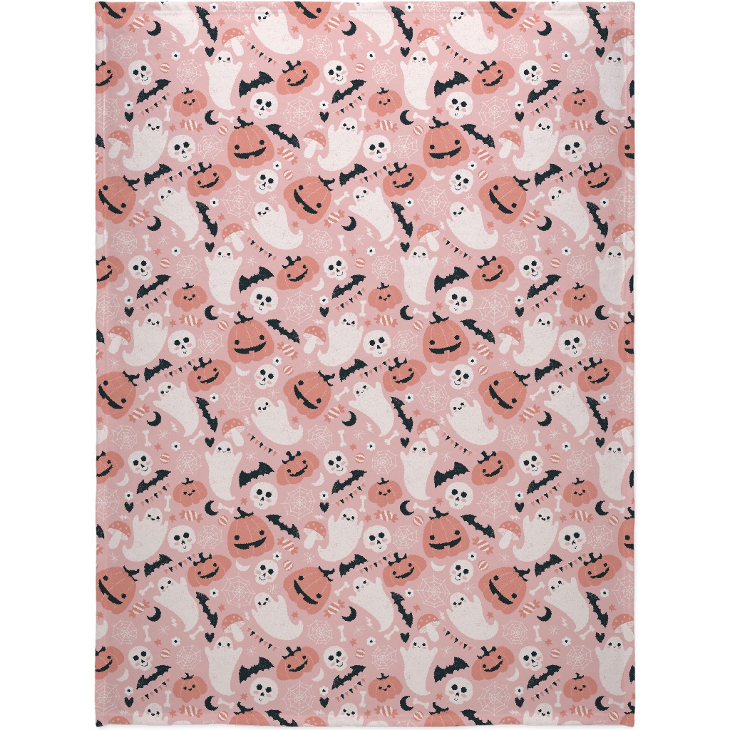Non-Spooky Halloween - Pink Blanket, Plush Fleece, 60x80, Pink