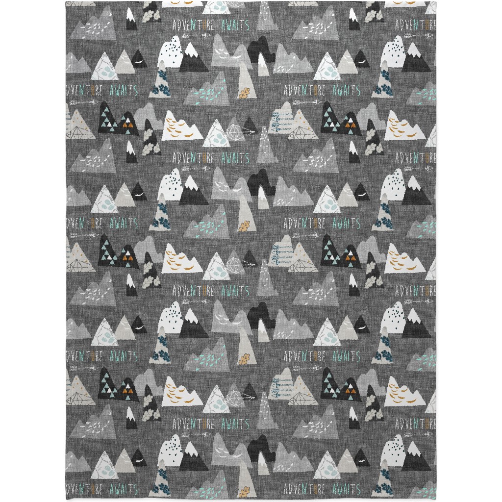 Adventure Awaits - Gray Blanket, Plush Fleece, 60x80, Gray