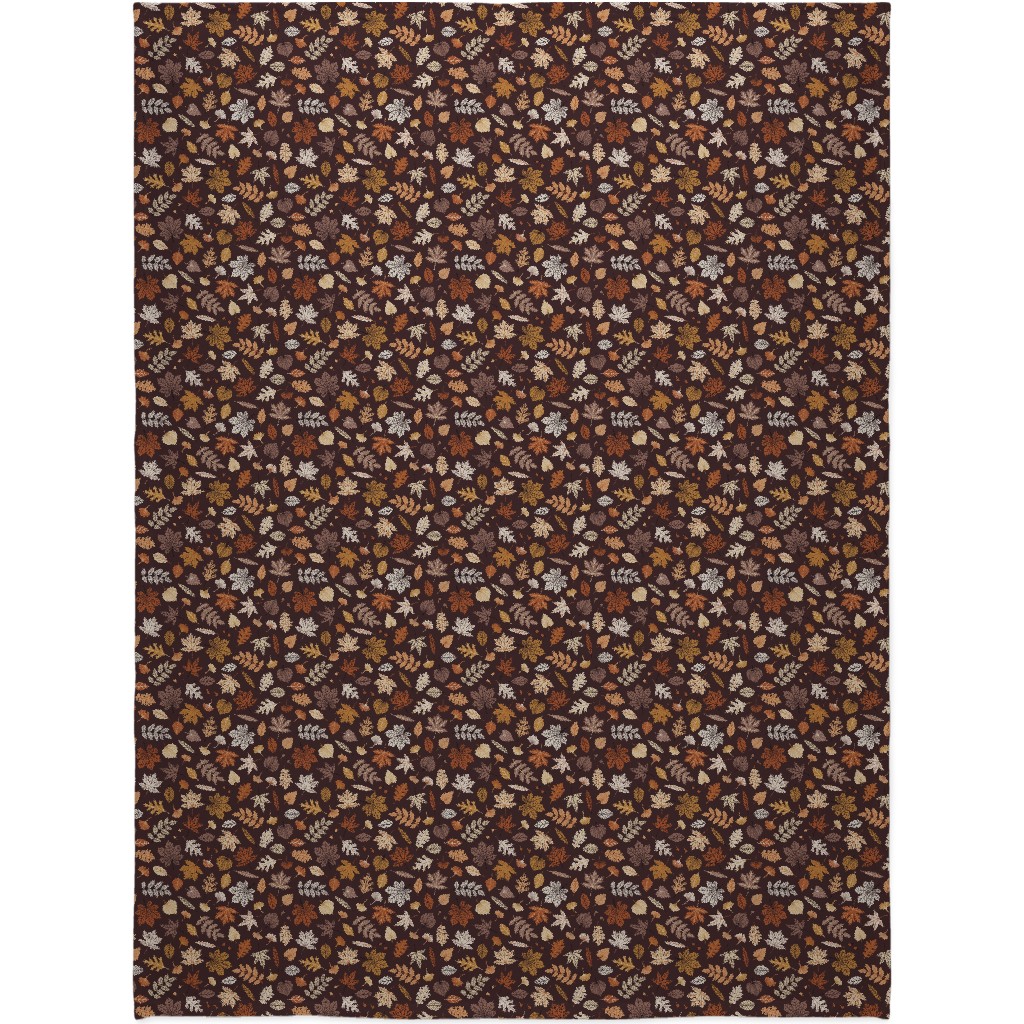 Fall Time Leaves - Brown Blanket, Plush Fleece, 60x80, Brown