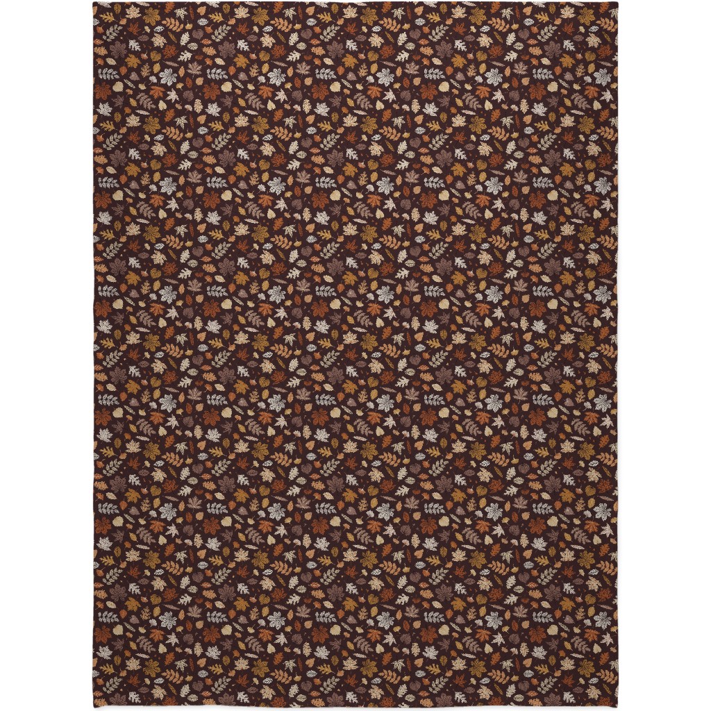 Fall Time Leaves - Brown Blanket, Plush Fleece, 60x80, Brown, Brown