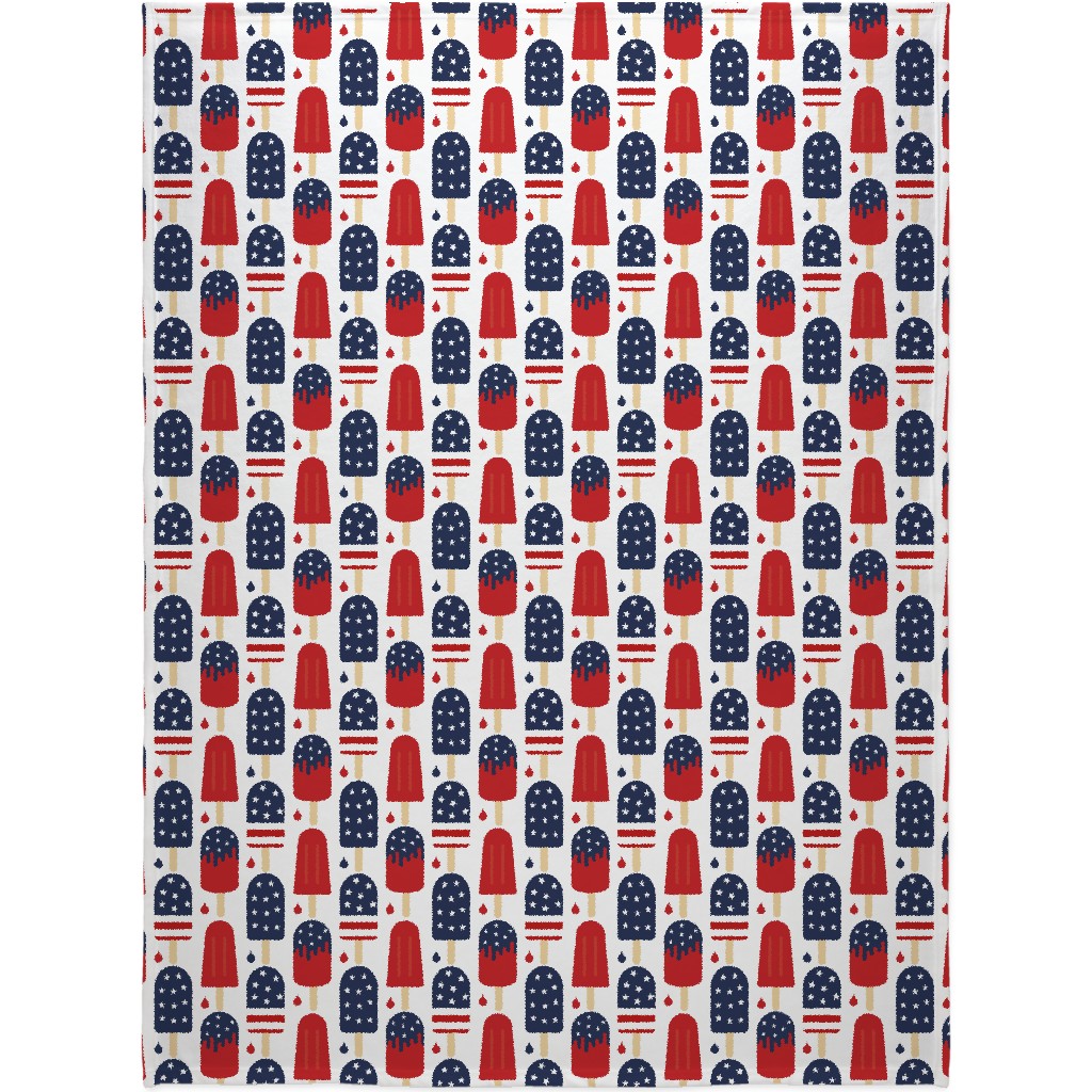 Patriotic Popsicles - Red, White and Blue Blanket, Plush Fleece, 60x80, Multicolor