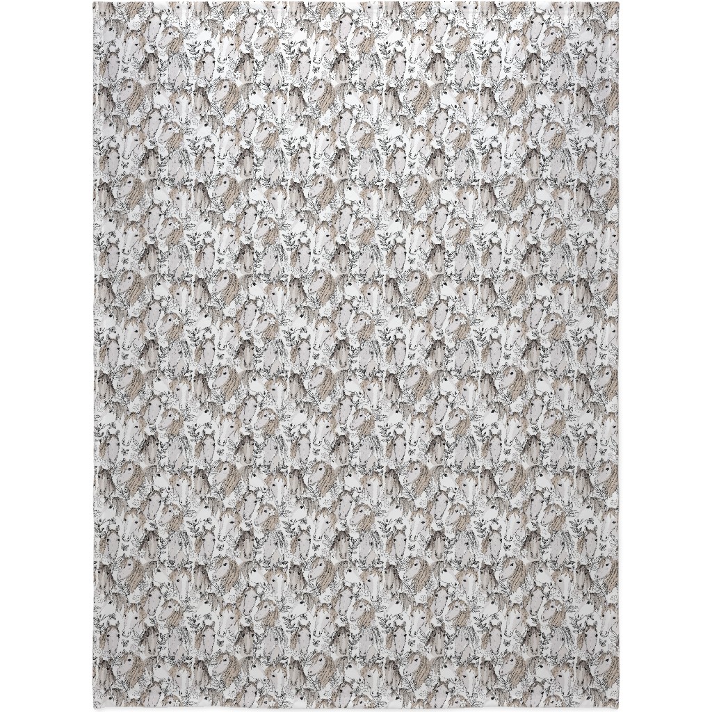 Wild Horses Blanket, Plush Fleece, 60x80, White