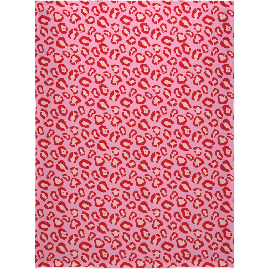Leopard - Pink and Red Blanket, Plush Fleece, 60x80, Pink