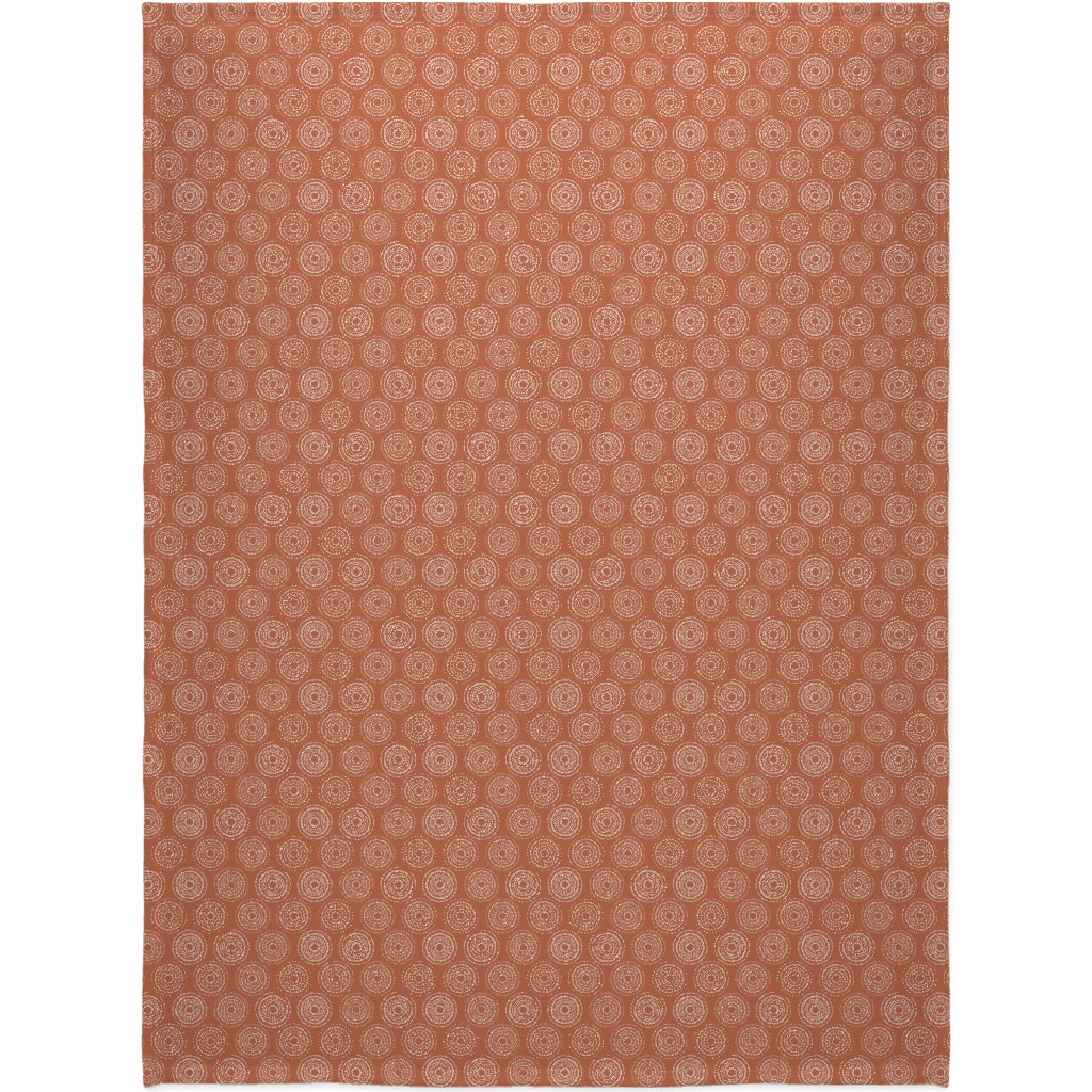 Happy Abstract Circles - Terracotta Blanket, Plush Fleece, 60x80, Orange