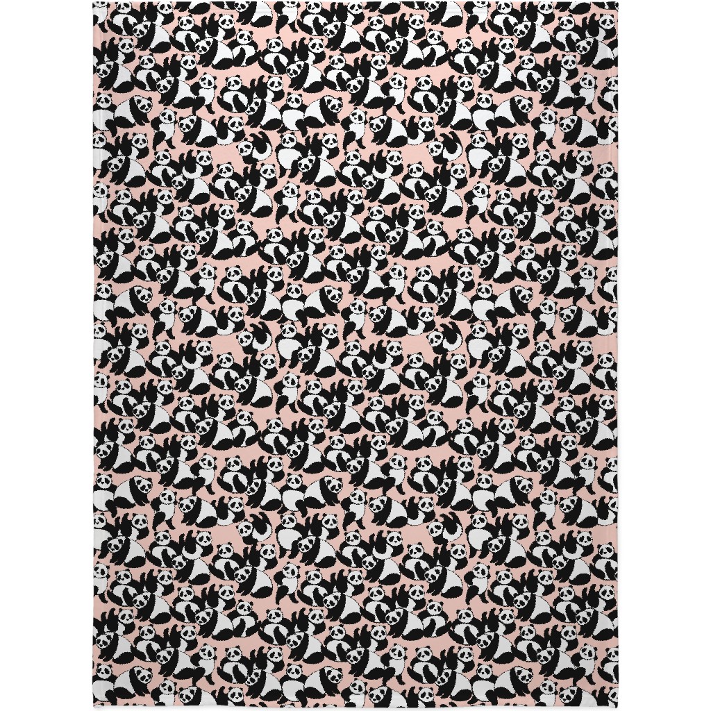 Retro Panda Playground Blanket, Plush Fleece, 60x80, Pink