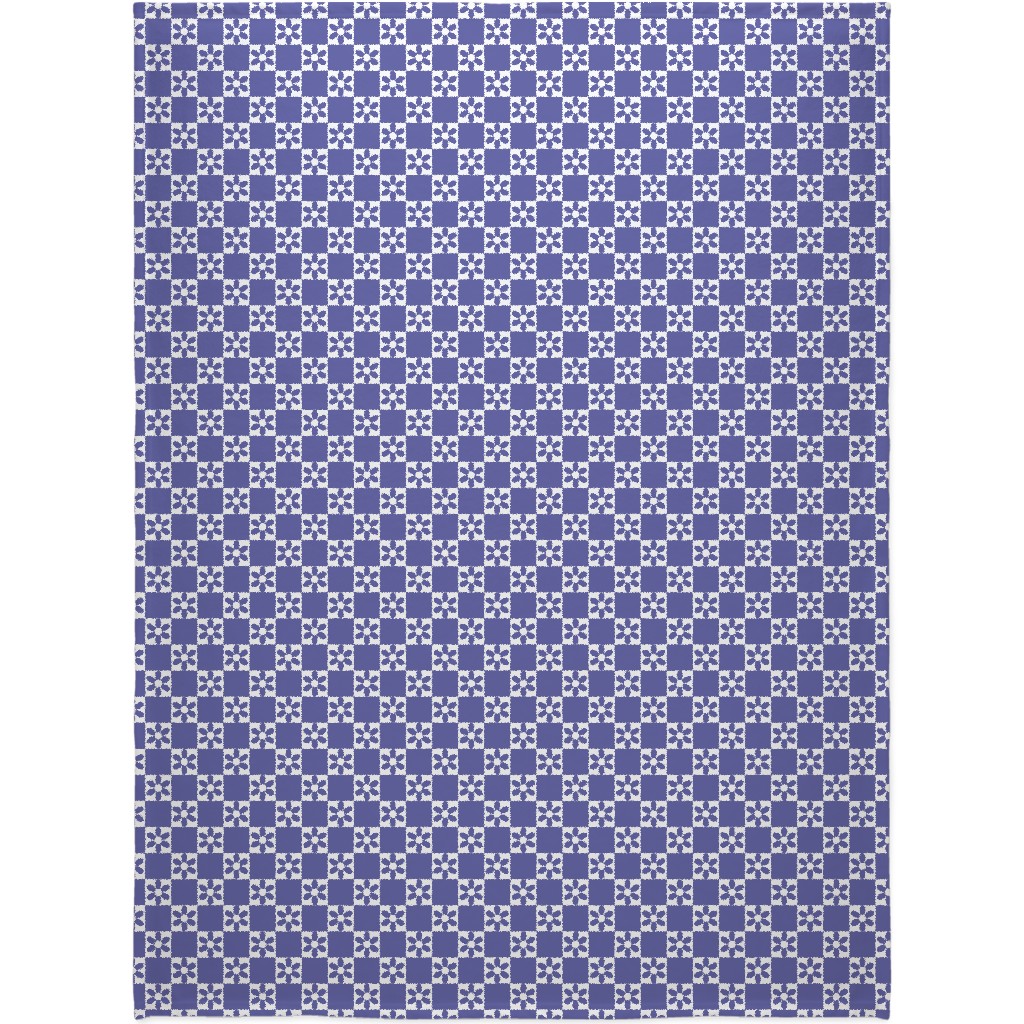 Daisy Checkerboard Blanket, Plush Fleece, 60x80, Purple