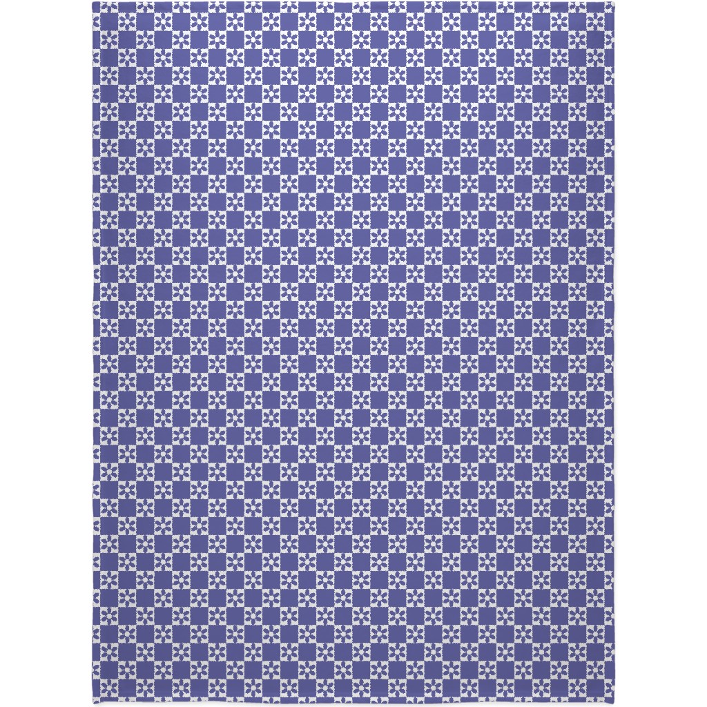 Daisy Checkerboard Blanket, Plush Fleece, 60x80, Purple, Viola