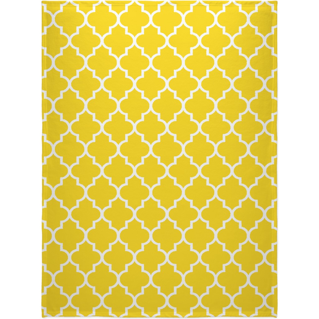 Quatrefoil - Lemon Blanket, Plush Fleece, 60x80, Yellow