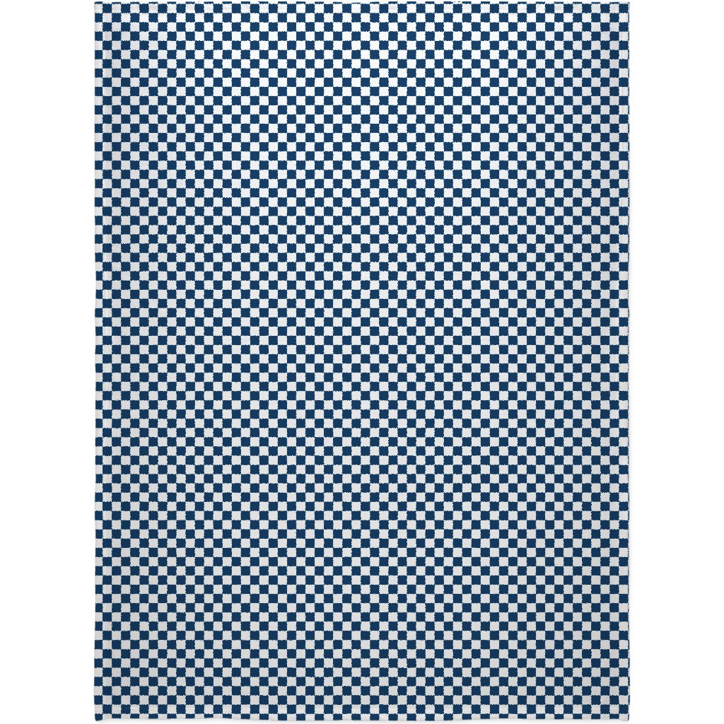 Wonderland Checkerboard - Lonely Angel Blue & White Blanket, Plush Fleece, 60x80, Blue, True Blue