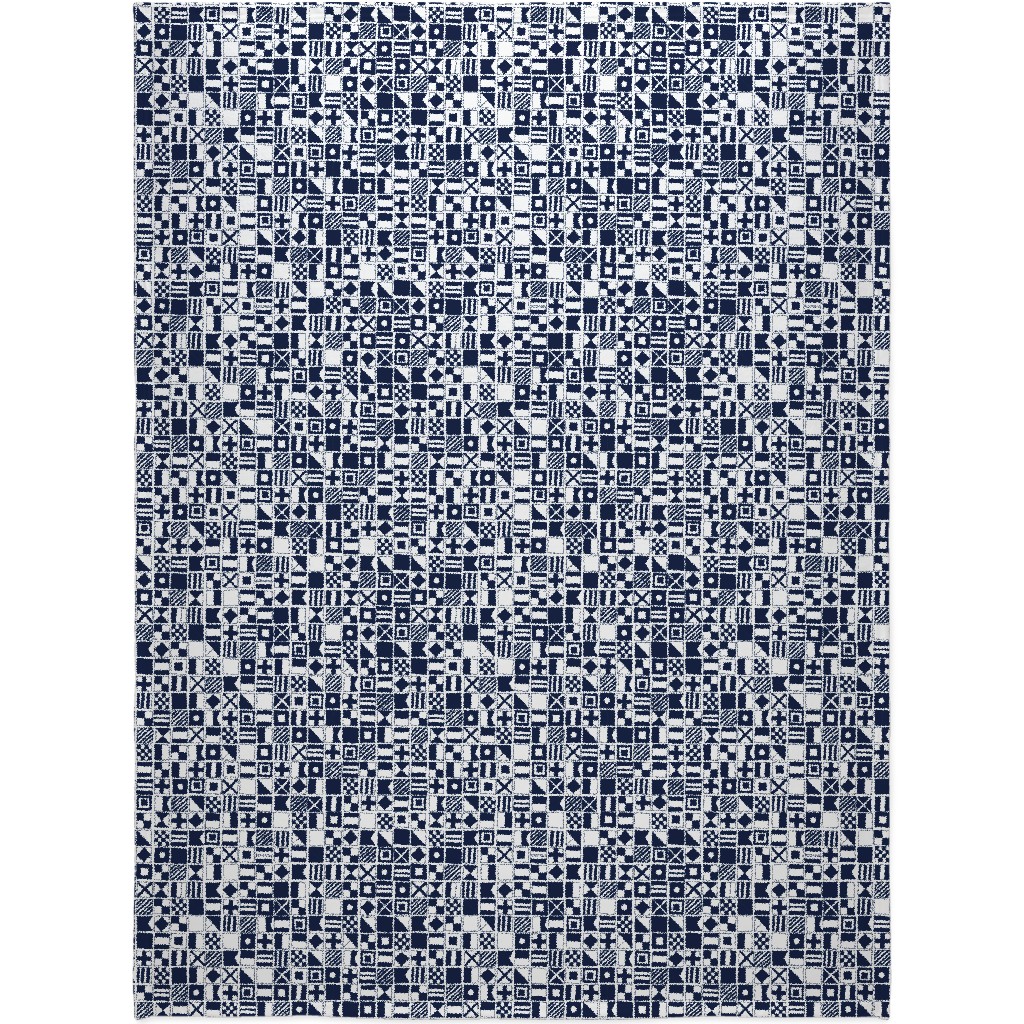 Sailing Flags - Navy Blue Blanket, Plush Fleece, 60x80, Blue