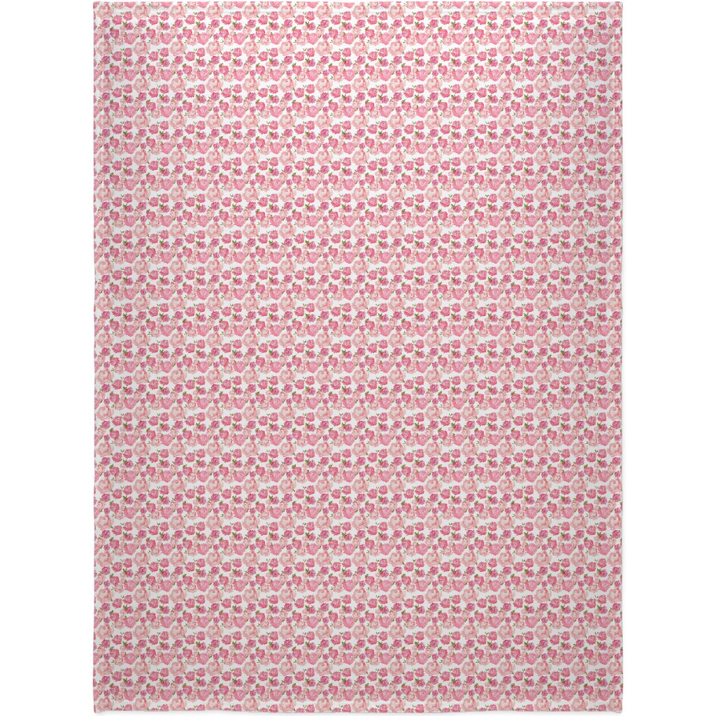 Watercolor Floral - Pink Blanket, Plush Fleece, 60x80, Pink