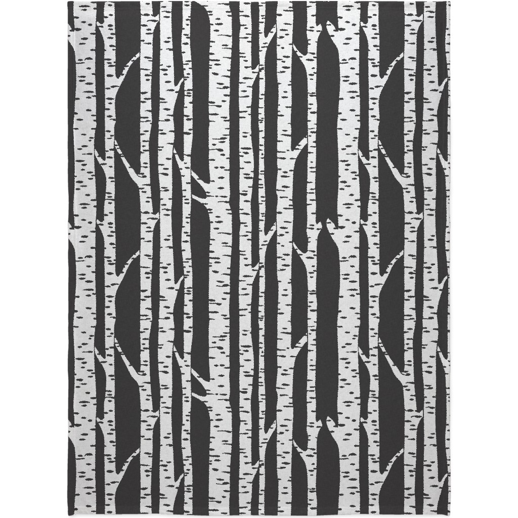 Birch - Black Blanket, Plush Fleece, 60x80, Gray