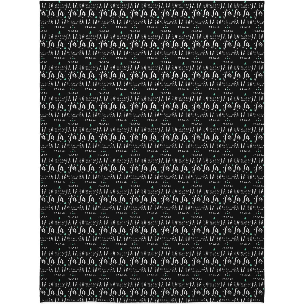 Fa La La La - Black Blanket, Plush Fleece, 60x80, Black