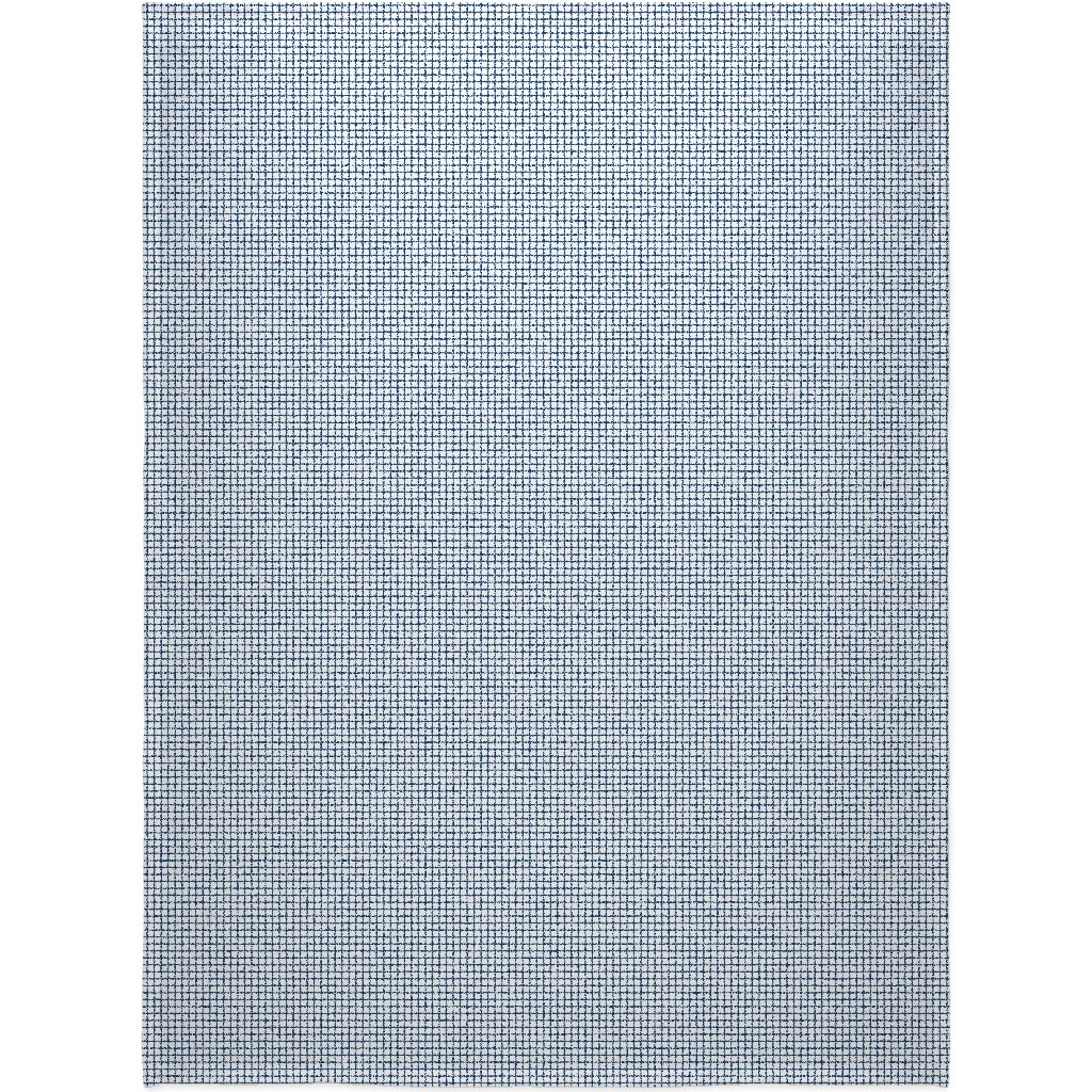 Grid - Navy and White Blanket, Plush Fleece, 60x80, Blue
