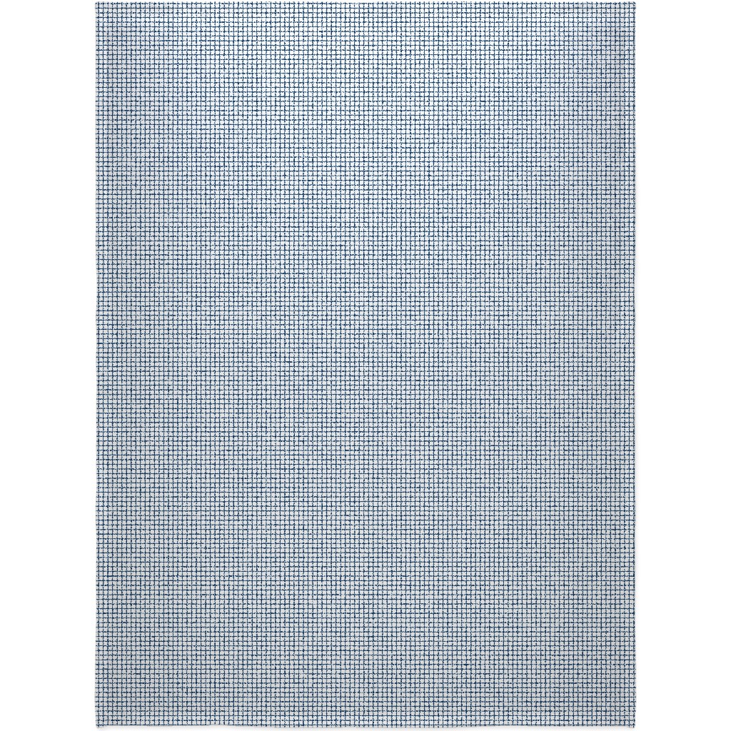 Grid - Navy and White Blanket, Plush Fleece, 60x80, Blue, True Blue