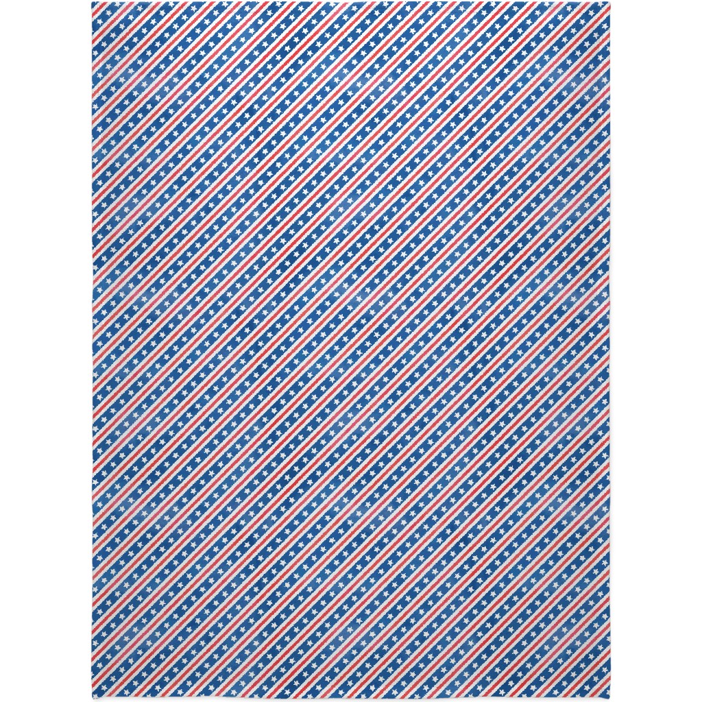 Stars & Stripes - Diagonal Blanket, Plush Fleece, 60x80, Blue, True Blue