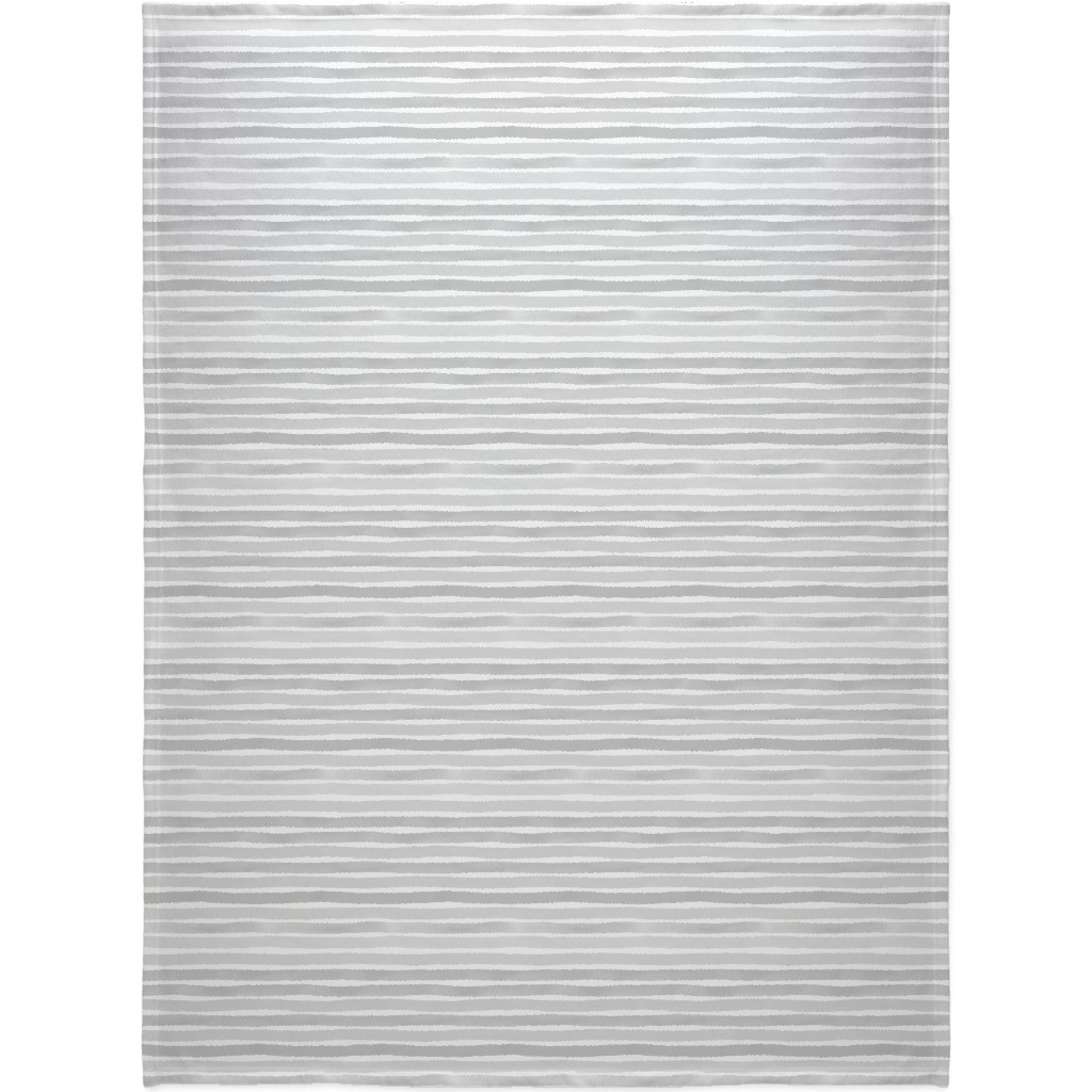 Imperfect Watercolor Stripes Blanket, Plush Fleece, 60x80, Gray, Silver Lining