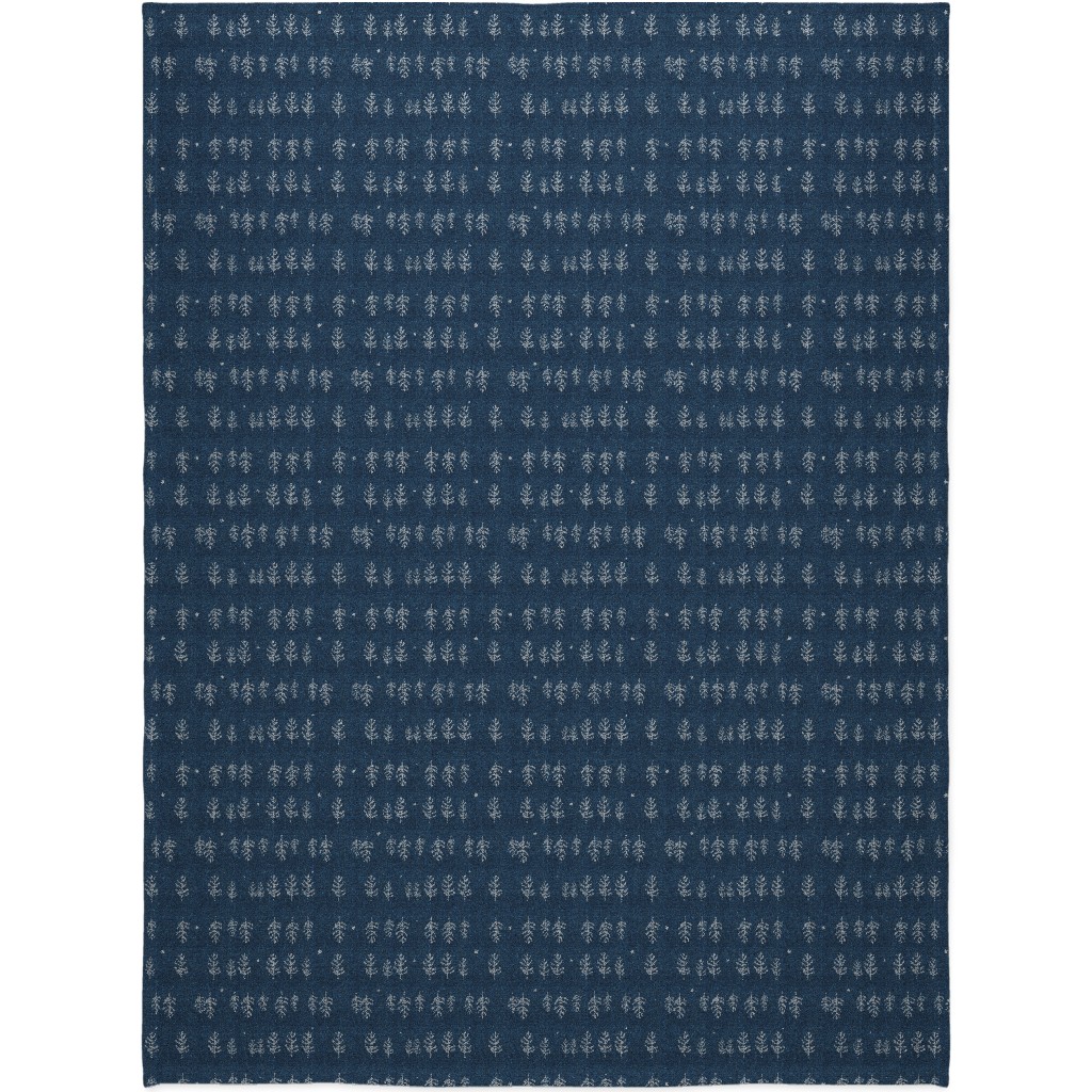 Arctic Night Forest - Navy Blanket, Plush Fleece, 60x80, Blue, True Blue
