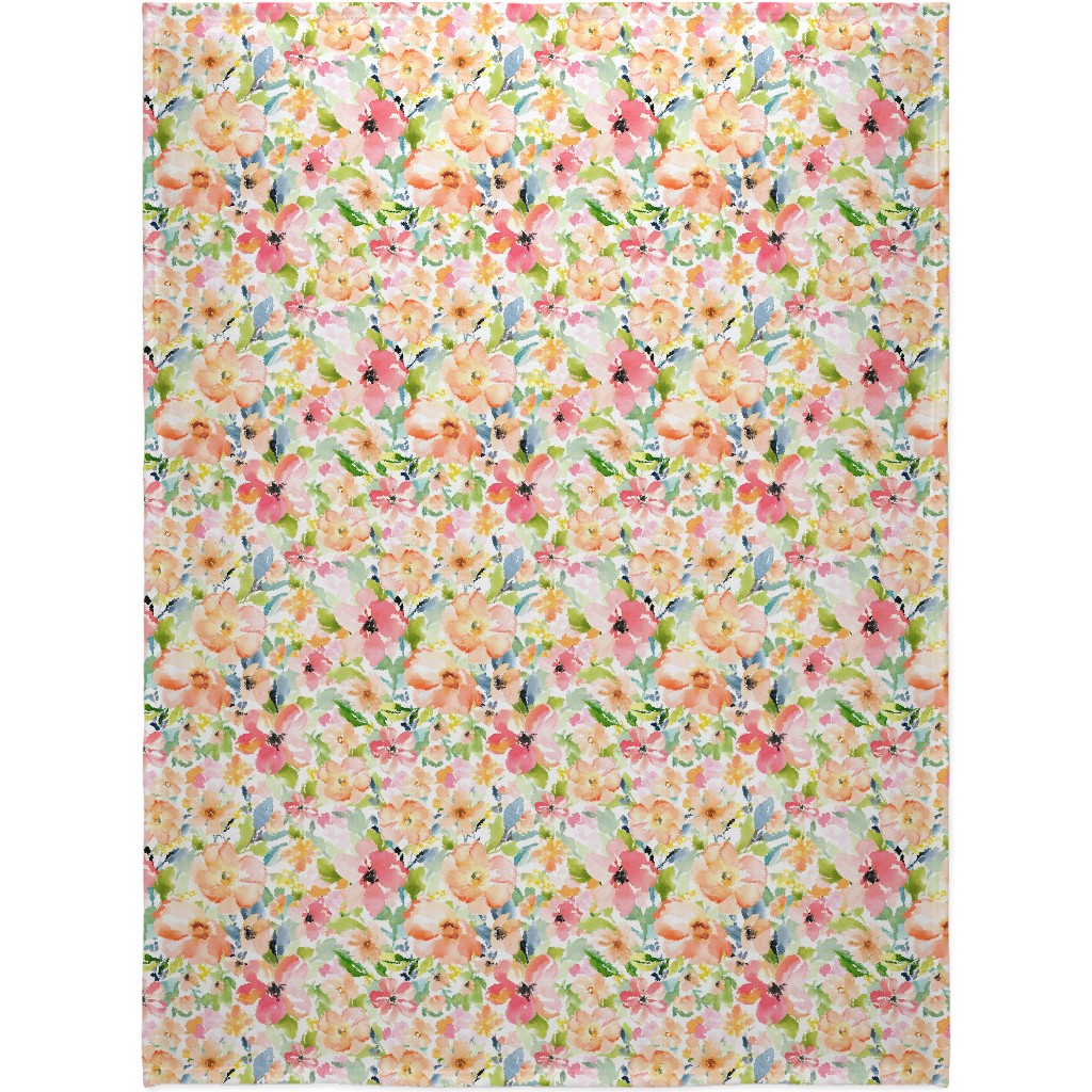 Floral Love Print Blanket, Plush Fleece, 60x80, Multicolor