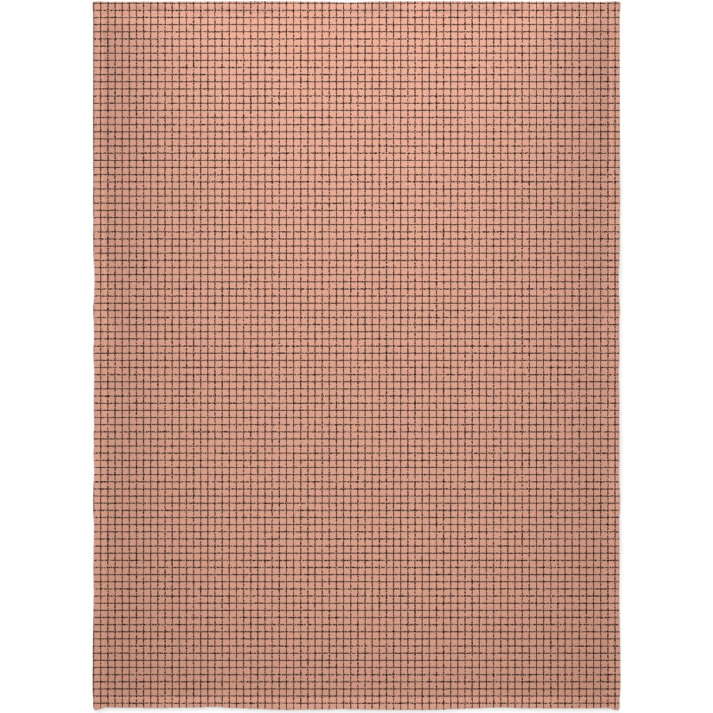 Square Grid Blanket, Plush Fleece, 60x80, Pink, Dusk Pink