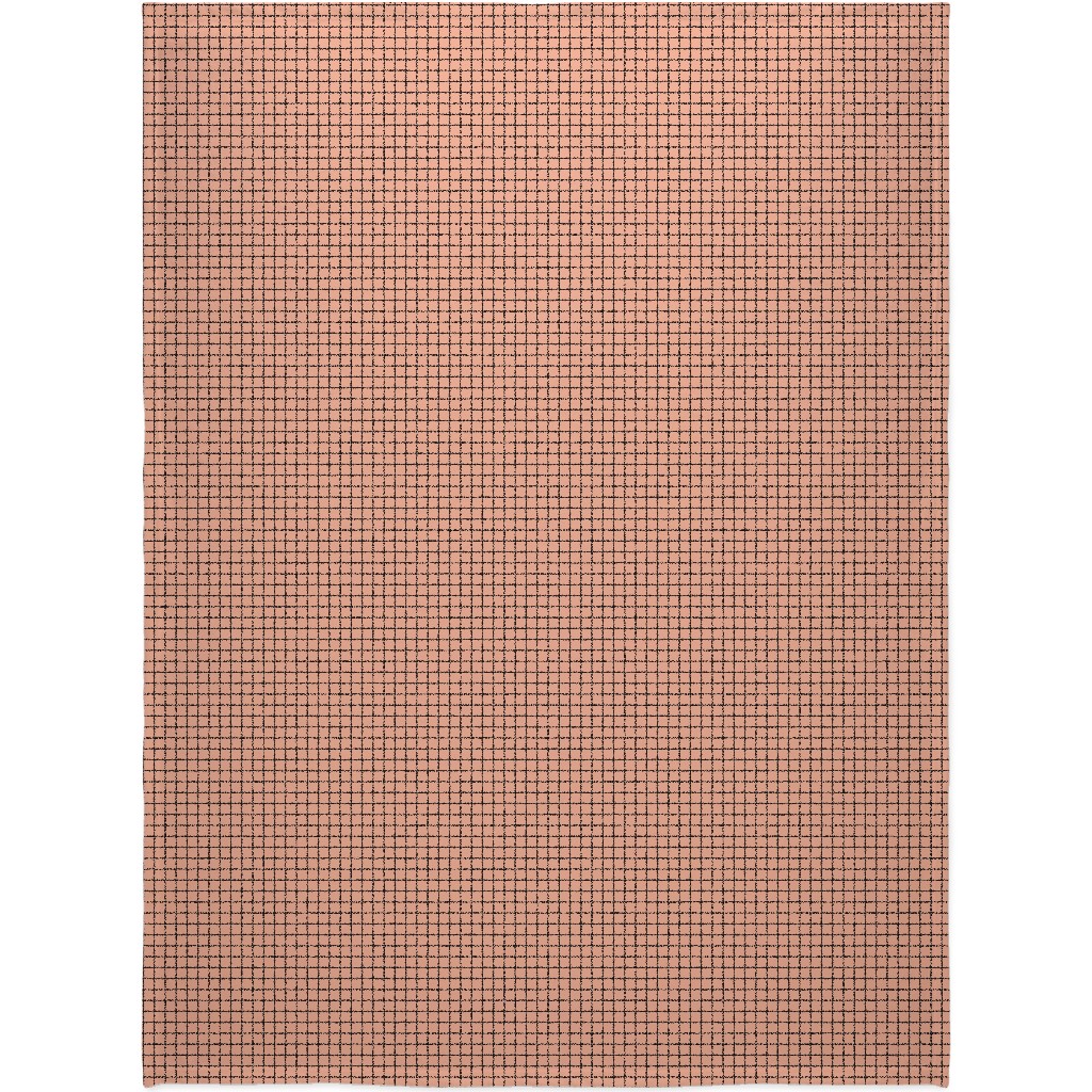 Square Grid Blanket, Plush Fleece, 60x80, Pink